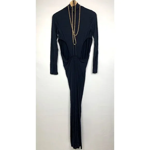 NEW Cult Gaia Genevieve Gown Cutout Long Sleeve Maxi Dress Black Gold XS - Picture 6 of 13